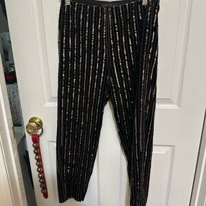 Black and Gold Striped  Sequin Pants